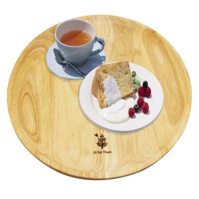 174 - Khay gỗ tròn: đĩa gỗ trang trí, để đồ ăn, chụp ảnh đường kính 21.5cm