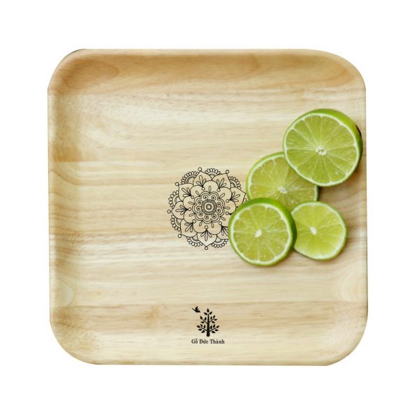Khay gỗ vuông đẹp: đĩa gỗ trang trí decor đựng đồ ăn, trái cây, phục vụ quán cà phê