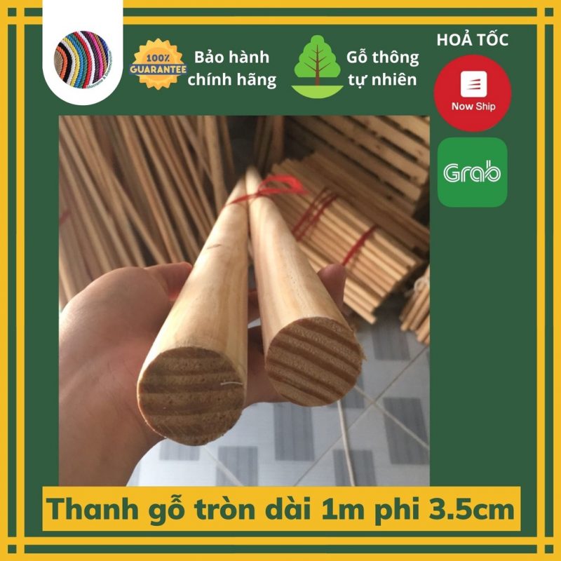 Thanh gỗ thông tròn dài 1m đường kính 3.5cm (35mm) tại Tphcm